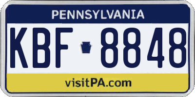 PA license plate KBF8848