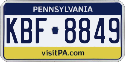 PA license plate KBF8849