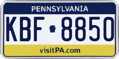PA license plate KBF8850