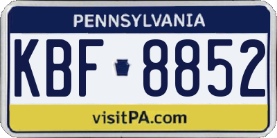 PA license plate KBF8852