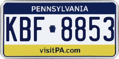 PA license plate KBF8853