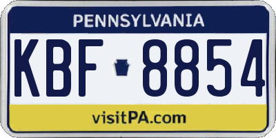 PA license plate KBF8854