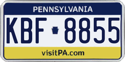 PA license plate KBF8855