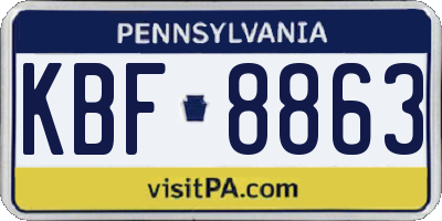 PA license plate KBF8863