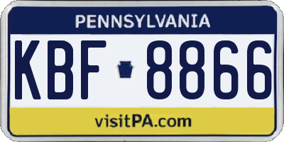 PA license plate KBF8866