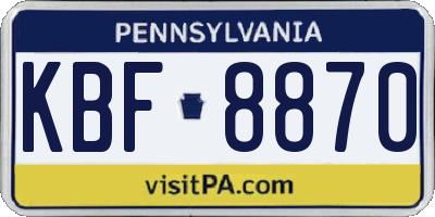 PA license plate KBF8870