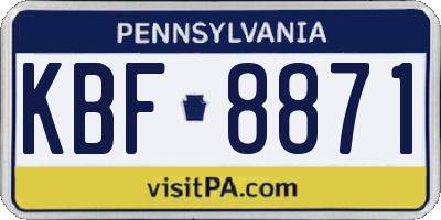 PA license plate KBF8871