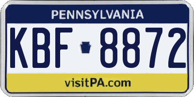 PA license plate KBF8872