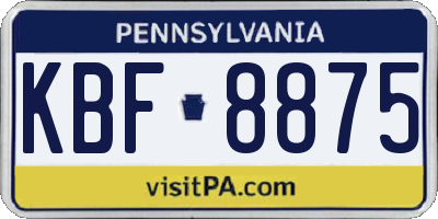 PA license plate KBF8875