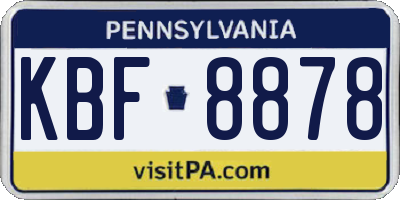 PA license plate KBF8878