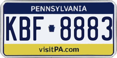 PA license plate KBF8883