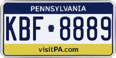PA license plate KBF8889