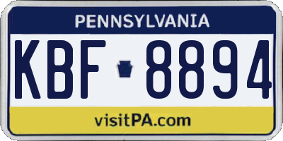 PA license plate KBF8894