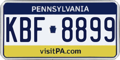 PA license plate KBF8899