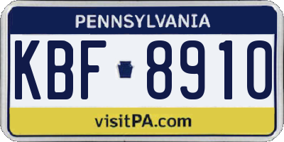 PA license plate KBF8910