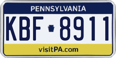 PA license plate KBF8911