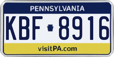 PA license plate KBF8916