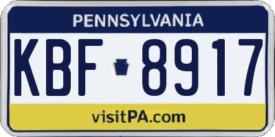 PA license plate KBF8917