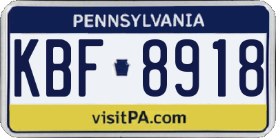 PA license plate KBF8918