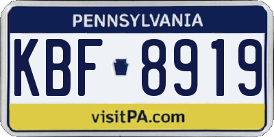 PA license plate KBF8919