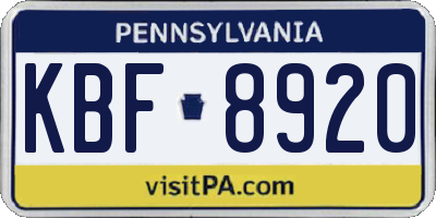 PA license plate KBF8920