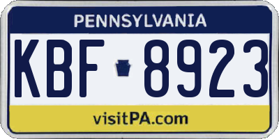 PA license plate KBF8923
