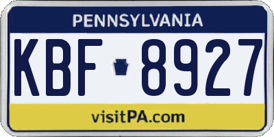PA license plate KBF8927