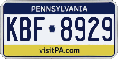PA license plate KBF8929
