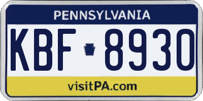 PA license plate KBF8930