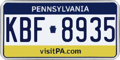 PA license plate KBF8935