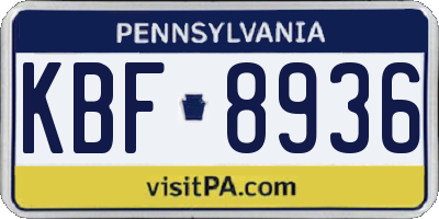 PA license plate KBF8936