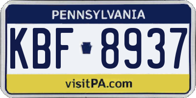 PA license plate KBF8937