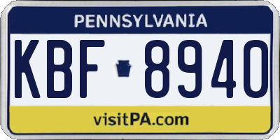 PA license plate KBF8940
