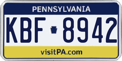 PA license plate KBF8942