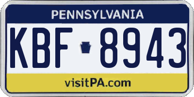 PA license plate KBF8943