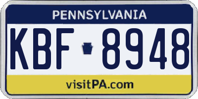 PA license plate KBF8948