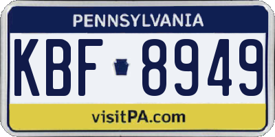 PA license plate KBF8949