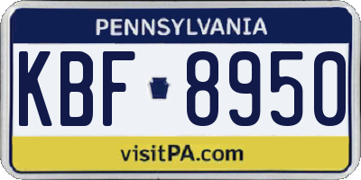 PA license plate KBF8950