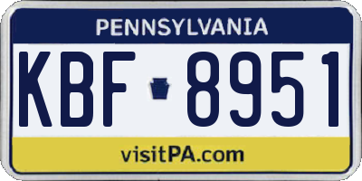 PA license plate KBF8951