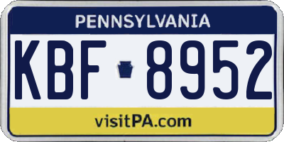PA license plate KBF8952