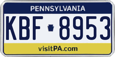 PA license plate KBF8953
