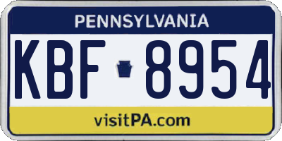 PA license plate KBF8954