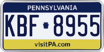 PA license plate KBF8955