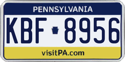 PA license plate KBF8956
