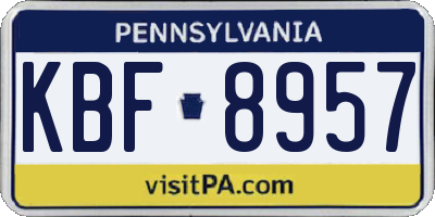 PA license plate KBF8957