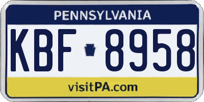 PA license plate KBF8958