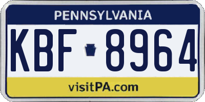 PA license plate KBF8964