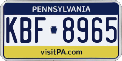 PA license plate KBF8965