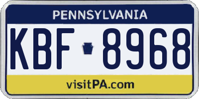 PA license plate KBF8968