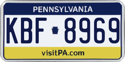 PA license plate KBF8969